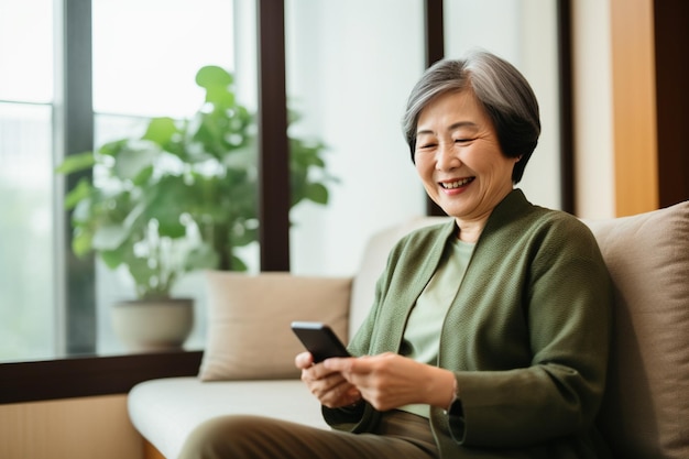 Glückliche alte Frauen, die nach ihrer Pensionierung ihr Smartphone nutzen