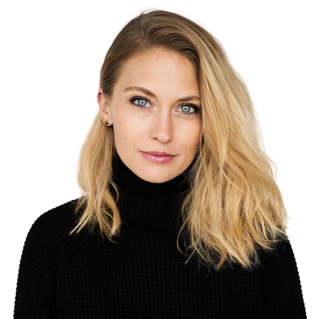 Glückliche blonde Frau durchsichtig png