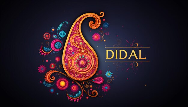Foto glückliche diwali-grußkarte mit paisley-dekoration