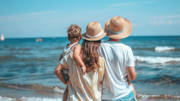 Foto glückliche familie am strand am meer