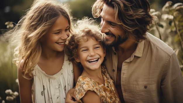 Glückliche Familie, die gemeinsam die Zeit im Freien genießt