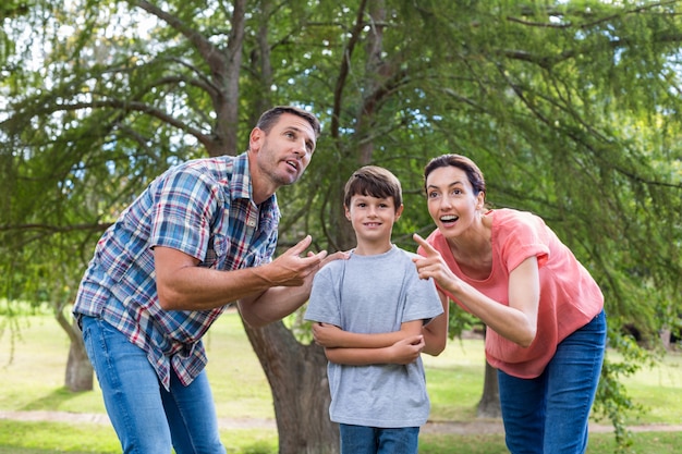 Glückliche Familie im Park zusammen