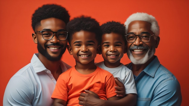 Foto glückliche familiennahaufnahme von vater, großvater und zwei söhnen