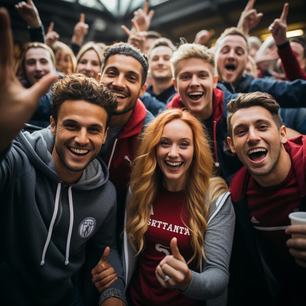 Glückliche Fans jubeln über den Sieg ihrer Mannschaft