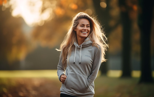 Glückliche Frau beim morgendlichen Fitnesstraining