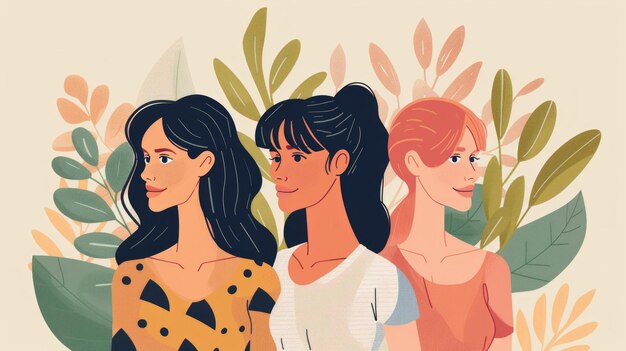 Foto glückliche frauen-illustration im modernen flachen design generative ki