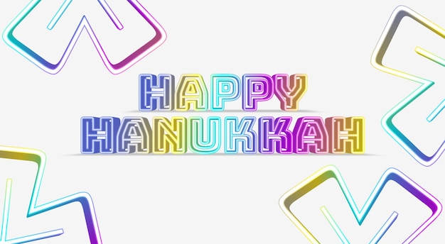 Glückliche Hanukkah mit farbigen Neon-Effekten