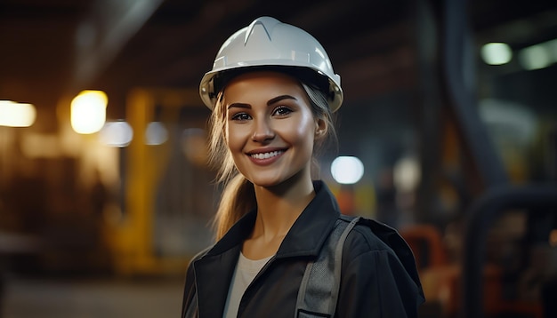 Glückliche lächelnde Ingenieurin, süße junge Menschen, Bauwesen, slawische Erscheinung