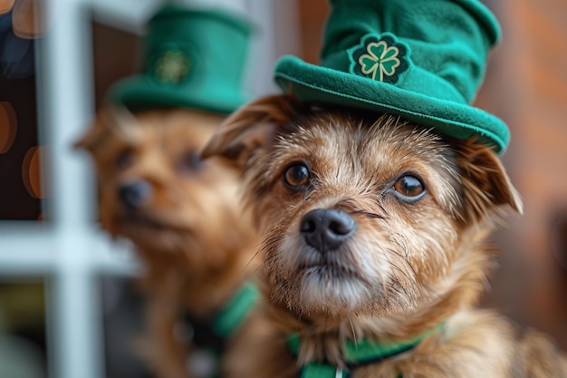Glückliche Leprechaun-Hunde Feierlichkeiten am St. Patrick's Day