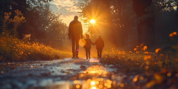 Glückliche liebevolle Familie Elterntag Konzept mit warmem Hintergrund