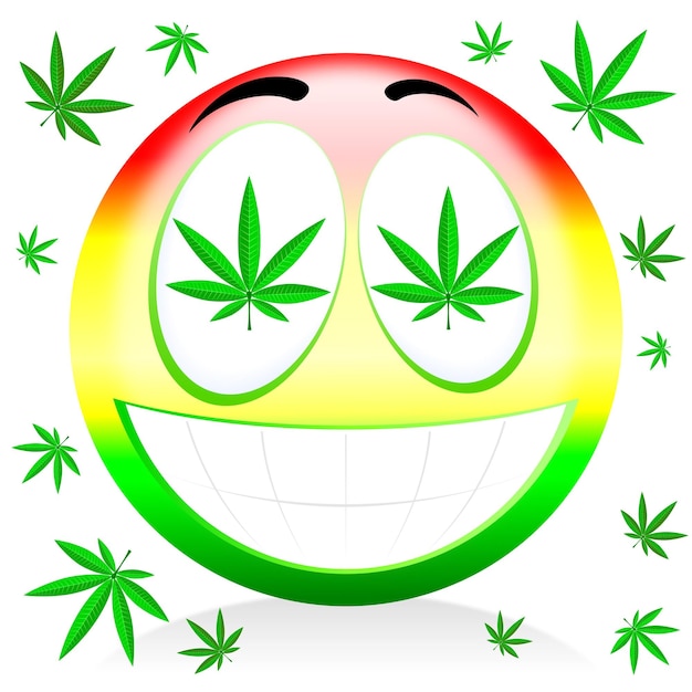 Glückliche Marihuana-Emoticon-Cartoon-Illustration