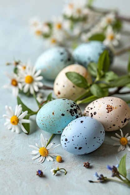 Glückliche Osterkarten und Eier Selektive Fokussierung Generative KI