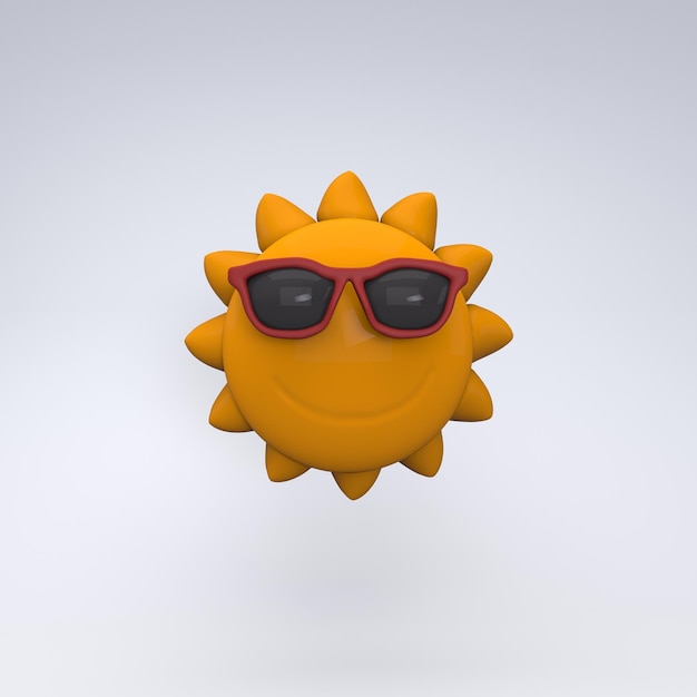 Glückliche Sonne mit Sonnenbrille Sommerferien 3D-Render-Abbildung Bild