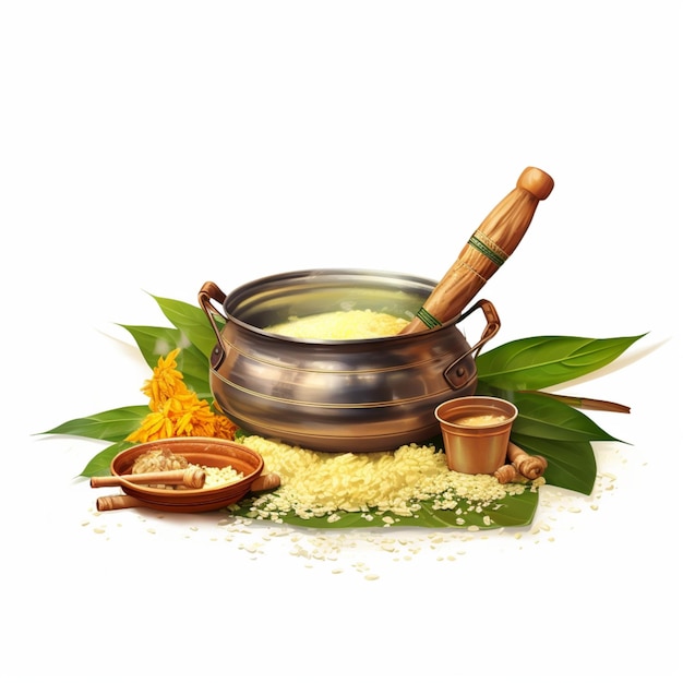 Glückliche Ugadi-Grüßkarte mit Kalash-Hintergrund