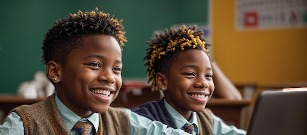 Glücklicher afroamerikanischer Junge in der Schule