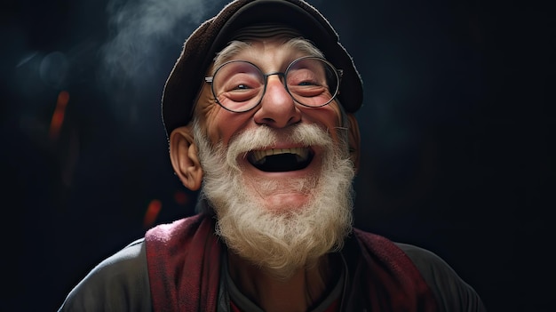 glücklicher alter Mann, der das Leben feiert