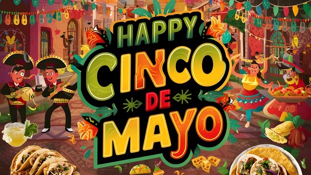 glücklicher Cinco De Mayo auf einem Plakat geschrieben