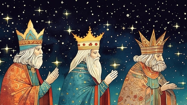 Glücklicher Epiphany-Tag, Tag der Drei Könige, christlicher Feiertag, Generativ ai