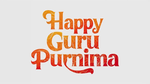 Foto glücklicher guru purnima guru poornima gurudev guruji kreativer text isoliert auf weißem hintergrund