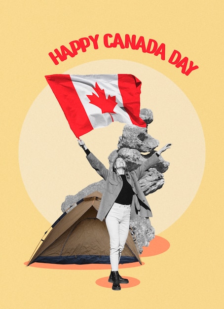 Foto glücklicher kanadischer tag banner collage