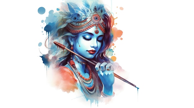 Foto glücklicher krishna janmashtami isoliert auf weißem hintergrund generative ai