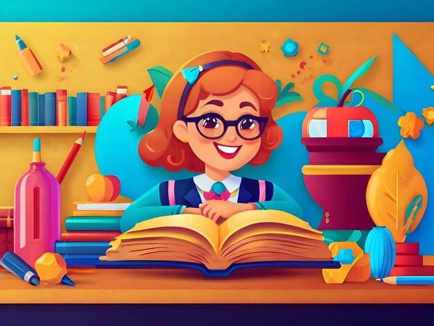 Glücklicher Lehrertag Banner Illustration Bild hochauflösendes Design KI Erzeugen Sie Bild