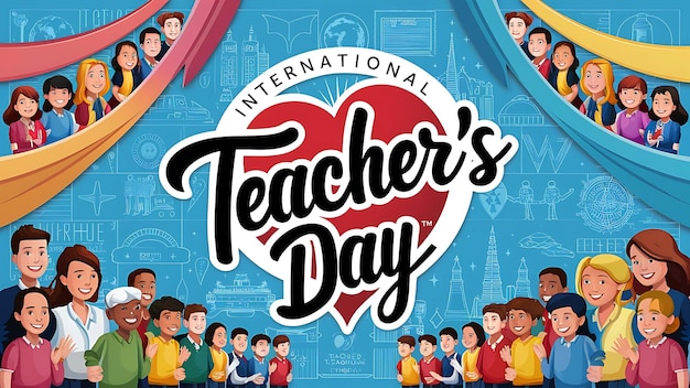 Glücklicher Lehrertag Welt Lehrertag Grußkarte Hintergrund Poster Banner Welt Lehrertag