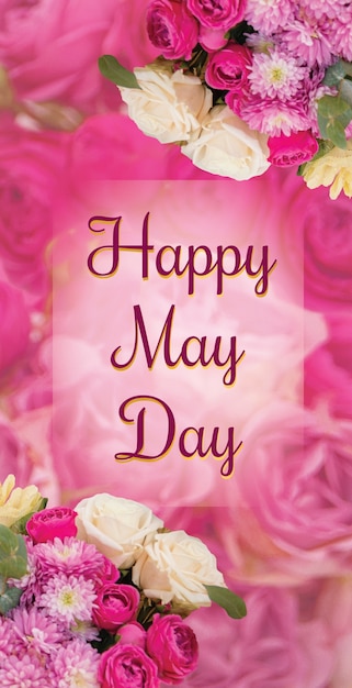 Glücklicher Mai-Tag-Banner mit Blumencollage