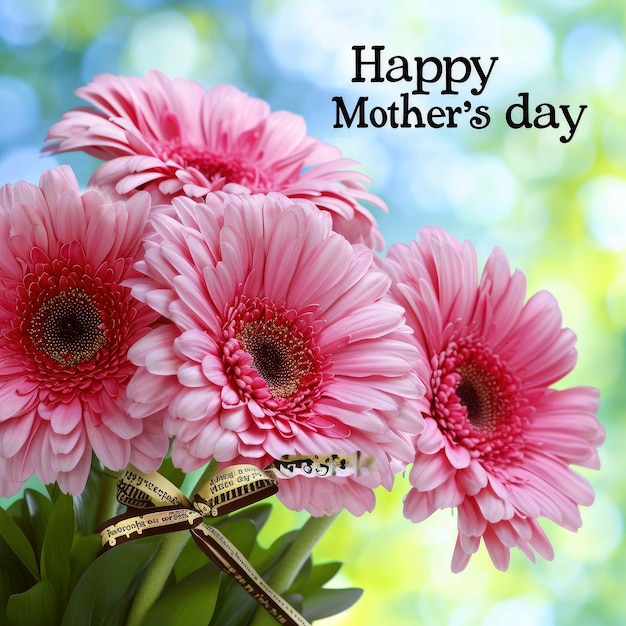 Glücklicher Muttertag Karte mit Glücklicher Muttertags Text schöne Blumen auf leuchtend farbigen Hintergrund