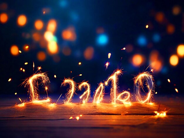 Glücklicher Neujahrs-Hintergrund mit glühenden Funkeln Super-detaillierte Fotografie Ultra-Schärfe Photog