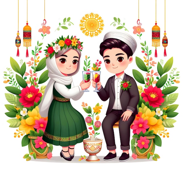 Glücklicher Nowruz gefeiert auf Paar Wünsche