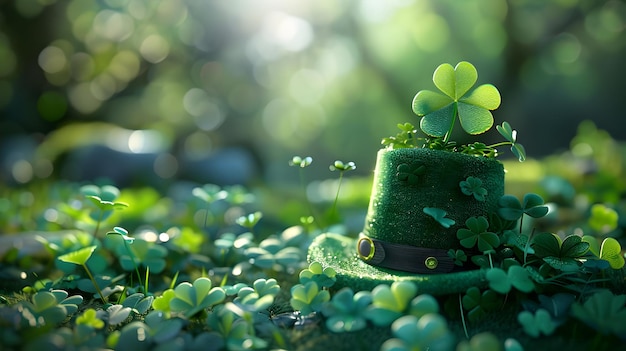 Glücklicher St. Patrick's-Tag-Hut-Hintergrund auf grünem Hintergrund Hochauflösung