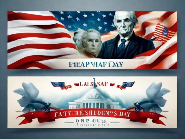 Foto glücklicher tag der präsidenten ein satz von banner usa nationaler symbolischer hintergrund amerikanischer feiertag realistische vektorillustration