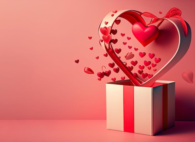 Glücklicher Valentinstag-Hintergrund mit geöffneter Geschenkbox