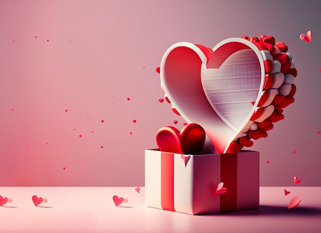 Glücklicher Valentinstag-Hintergrund mit geöffneter Geschenkbox