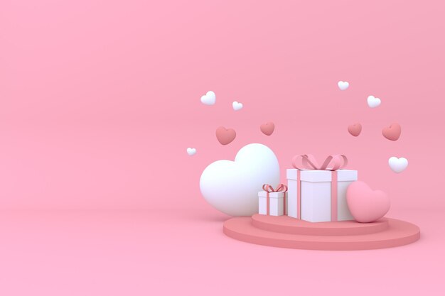 Glücklicher Valentinstag, Urlaub, Hochzeit, glücklicher Geburtstag, festlicher Hintergrund 3D-Rendering