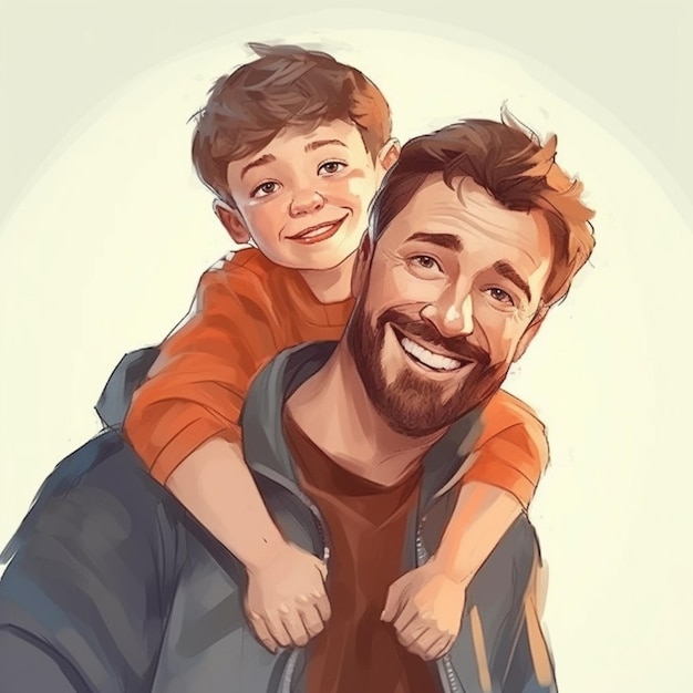 Glücklicher Vater und Sohn umarmen Vatertagskonzept