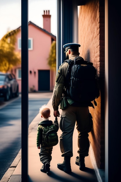 Foto glücklicher vatertag für einen soldaten