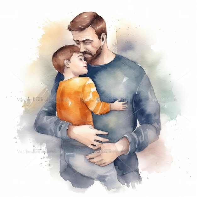 Glücklicher Vatertag mit Vater und Kind, die sich umarmen