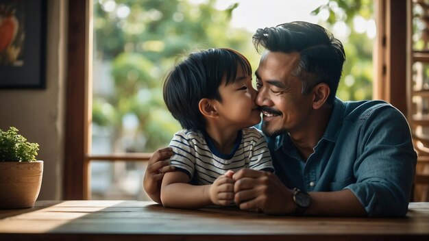 Glücklicher Vatertag, Vater und Sohn zusammen