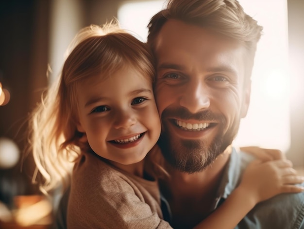 Glücklicher Vatertag Vater und Tochter lächeln glücklich Generative KI