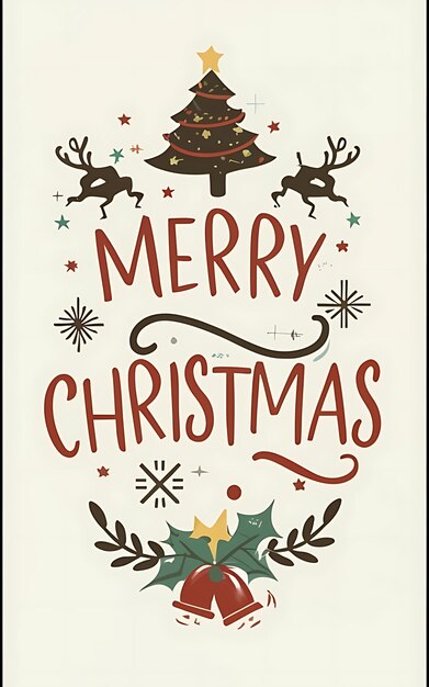 glücklicher Weihnachtstext mit weihnachtlichem Clipart