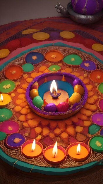 Glückliches Diwali Indisches Fest Hintergrund mit Kerzen Diwali-Tag