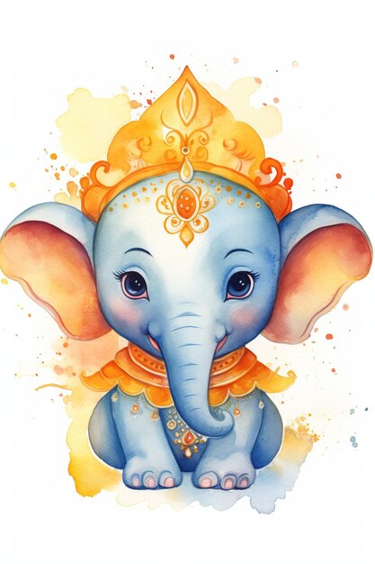 Glückliches Ganesh Chaturthi mit dem liebenswerten Baby Ganesha 3D-Rendering des kleinen Babys Ganesha Generative Ai