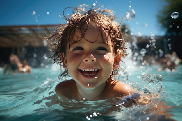 Glückliches Kind in einem Schwimmbad