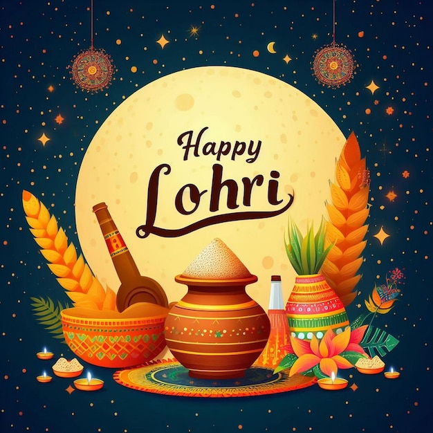 Glückliches Lohri-Festival Hintergrundbilder von Lohri Festival Illustration Lohri Feiertage