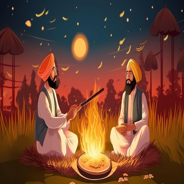 Glückliches Lohri-Festival von Punjab Urlaub Hintergrund für das Punjabi-Festival