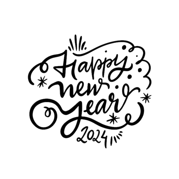 Foto glückliches neujahr kalligraphie-satz 2024 urlaubsveranstaltung text