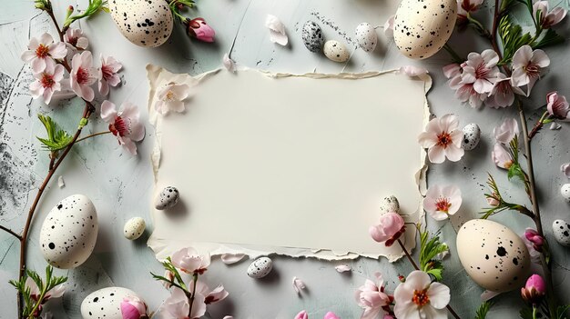 Foto glückliches ostern-konzept einfache frühlings-ostern-vorlage grußkarten-banner top-ansicht mit kopierraum