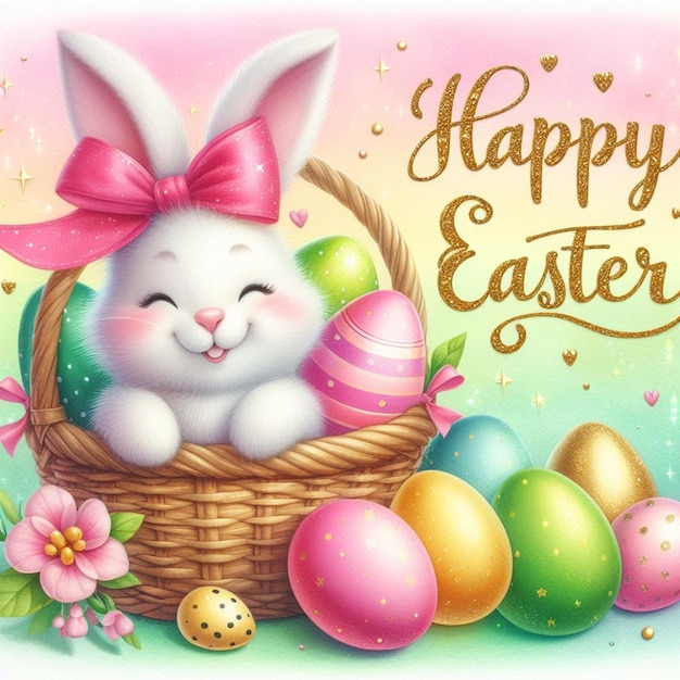 Glückliches Ostern, süße Hase-Illustration